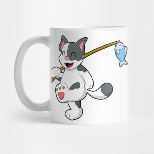 Cat at Fishing with Fishing rod Mug